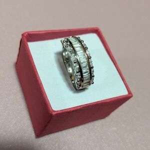 European Unisex White Sapphire Baguettes Wedding Band (9)